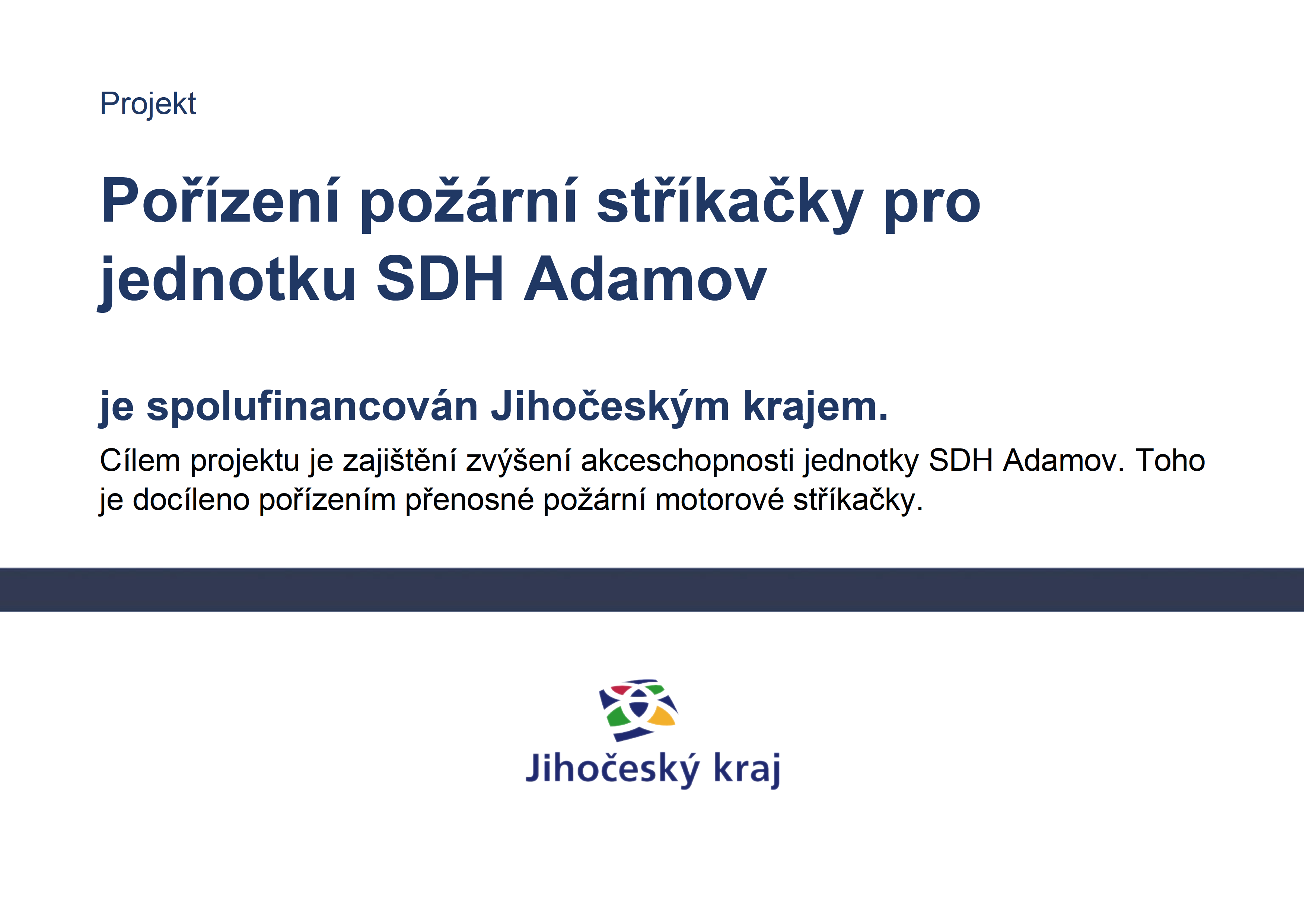 2023 Pořízení požární stříkačky pro jednotku SDH Adamov