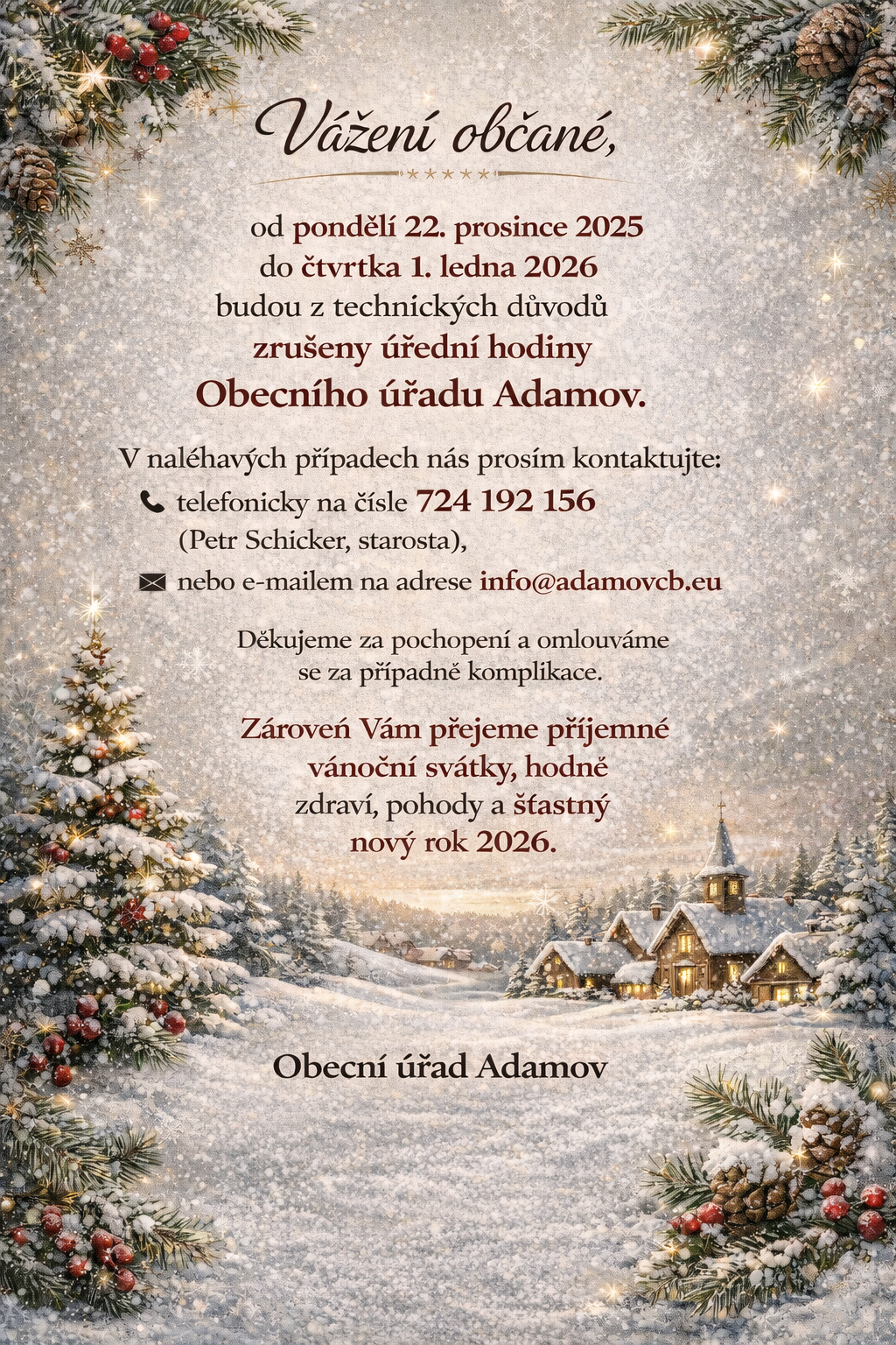 ZRUŠENÍ ÚŘEDNÍCH HODIN