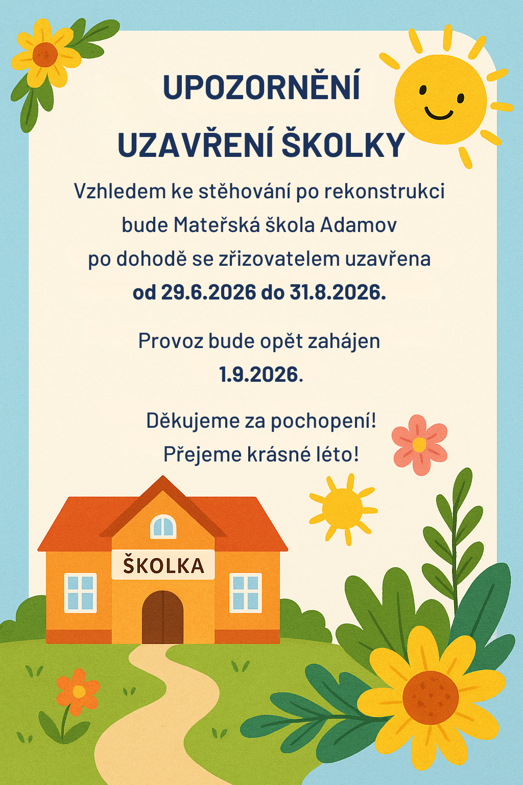 Uzavření MŠ