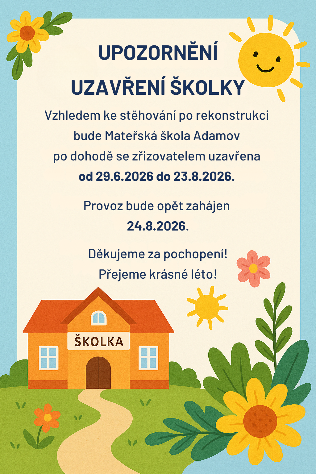 Uzavření MŠ